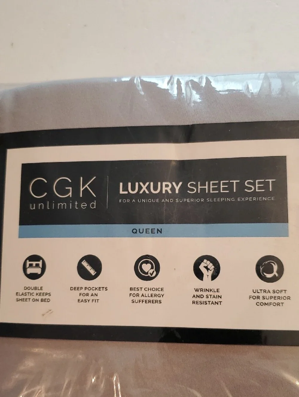 CGK Luxury Sheet Set - Light Grey QUEEN  New.